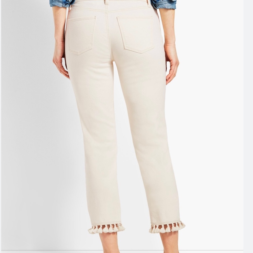 NWOT Talbots Tassel Crop Denim Pants 10 Cream